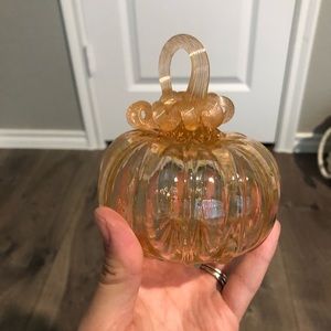 Pink glass blown pumpkin